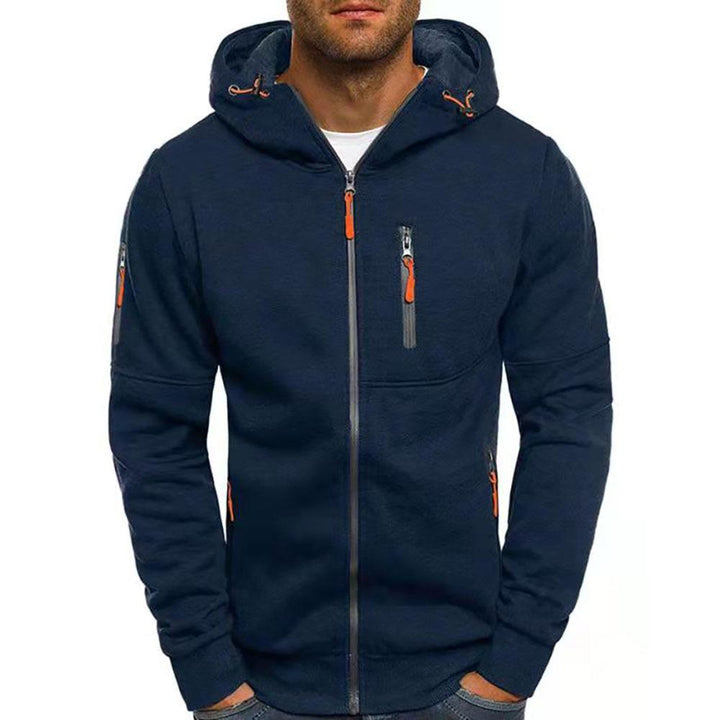 Men's Full Zip Hooded Jacket with Front and Sleeve Pockets