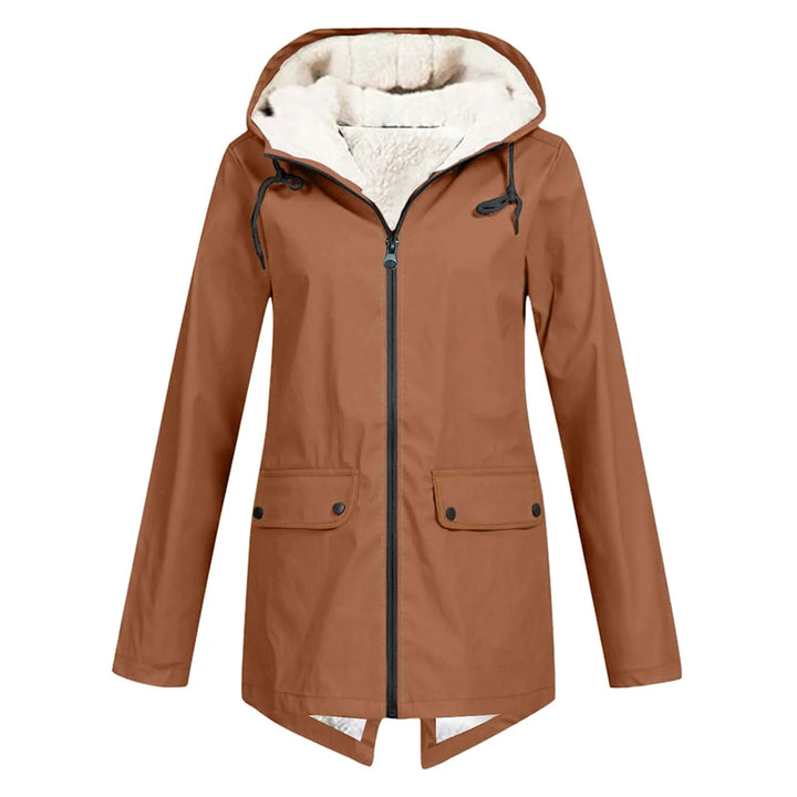 Women’s Inner Lining Hooded Coat with Front Zip