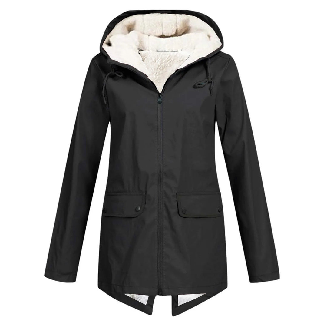 Women’s Inner Lining Hooded Coat with Front Zip
