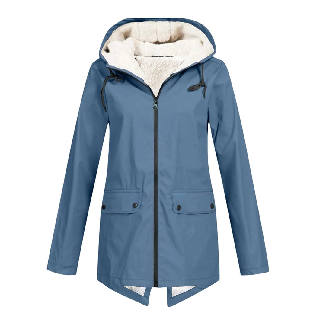 Women’s Inner Lining Hooded Coat with Front Zip