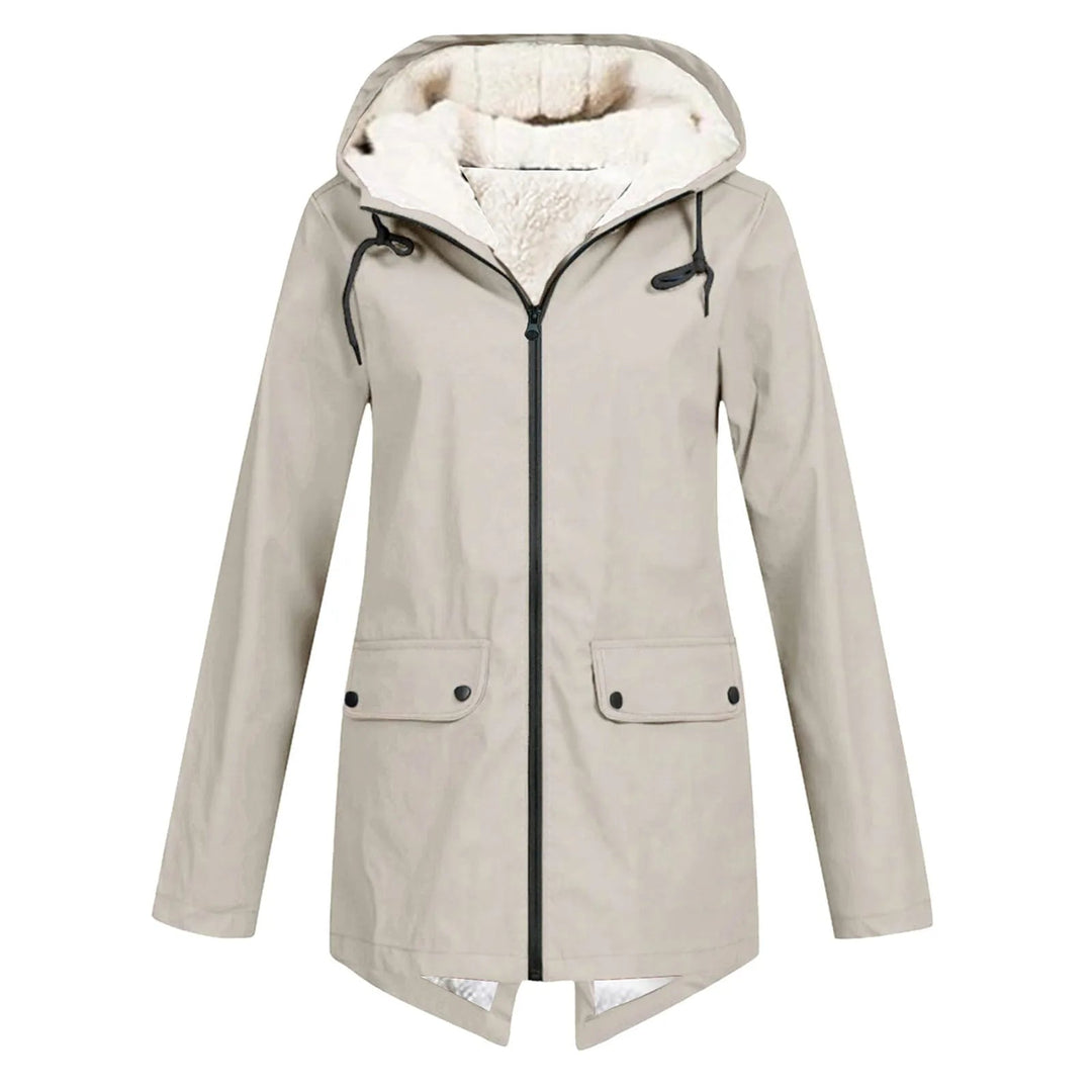 Women’s Inner Lining Hooded Coat with Front Zip