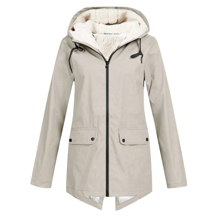 Women’s Inner Lining Hooded Coat with Front Zip