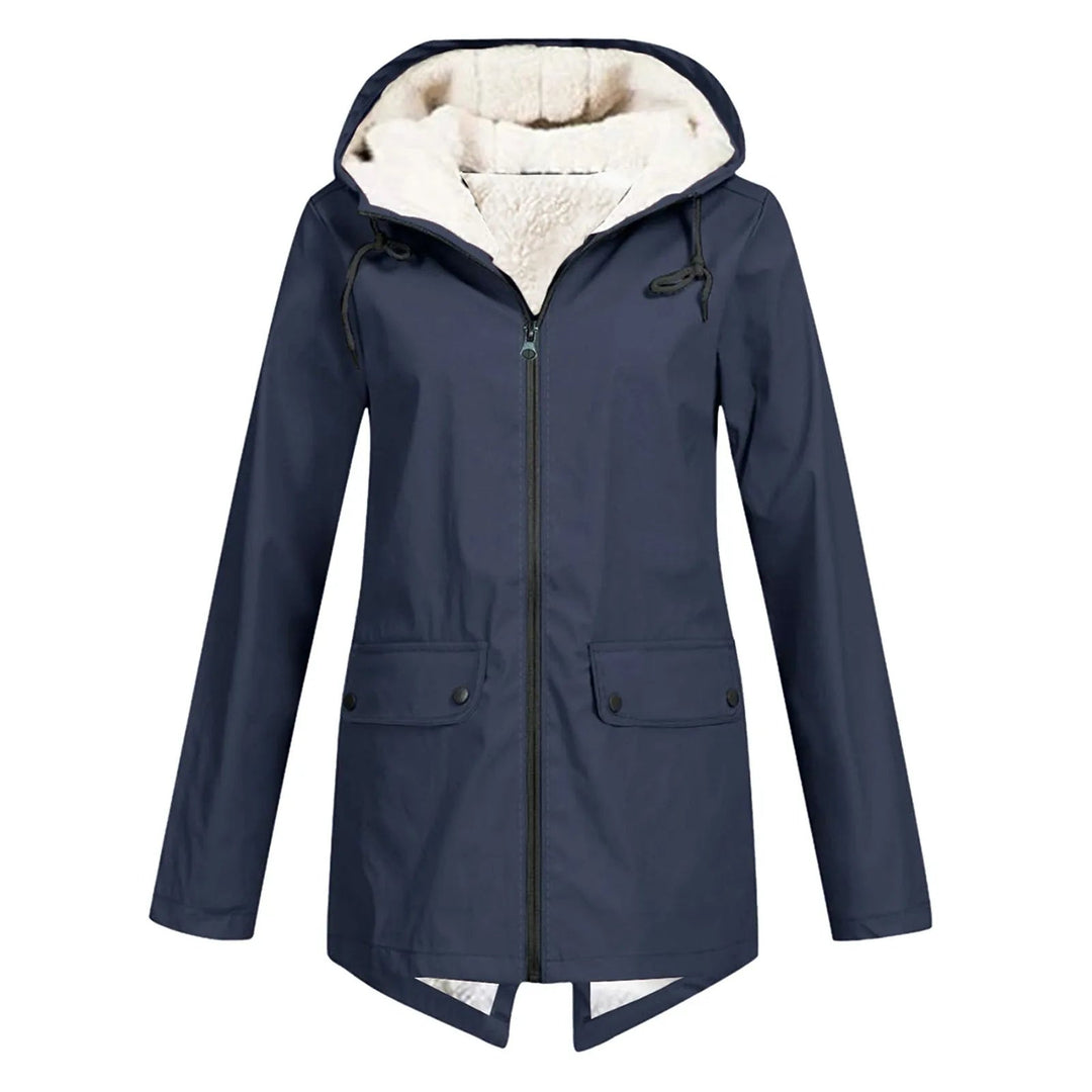 Women’s Inner Lining Hooded Coat with Front Zip