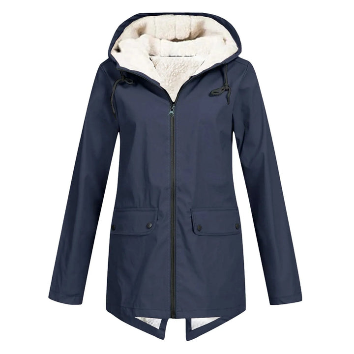 Women’s Inner Lining Hooded Coat with Front Zip