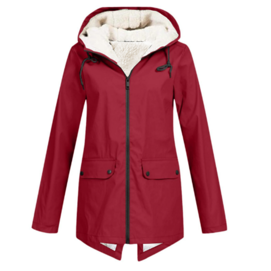 Women’s Inner Lining Hooded Coat with Front Zip