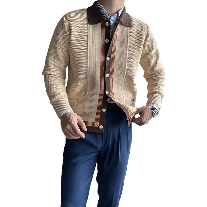 Men's Button-Up Cardigan with Collar