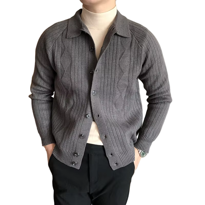 Men's Buttoned Cardigan with Collar