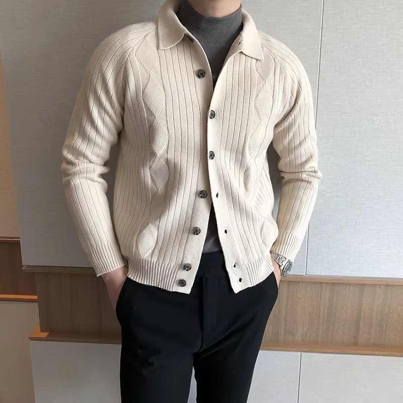 Men's Buttoned Cardigan with Collar