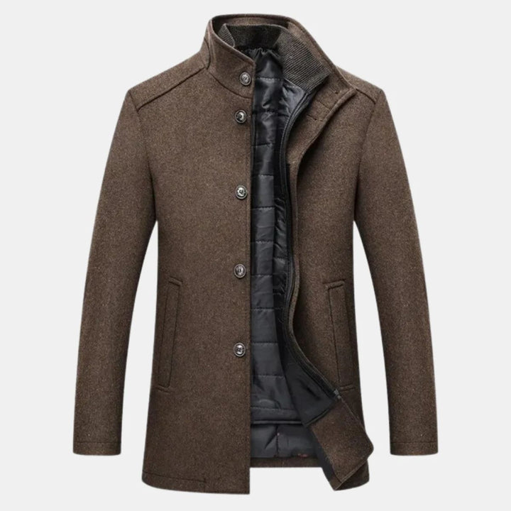 Men’s Button Coat With High Neck Collar