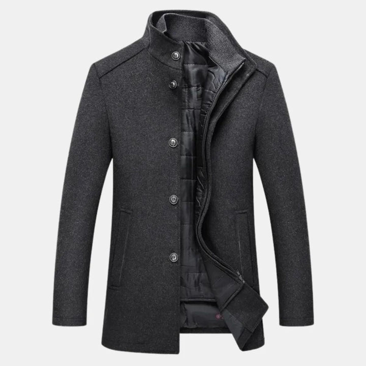 Men’s Button Coat With High Neck Collar
