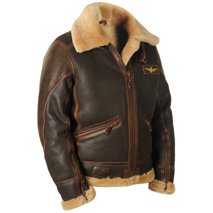 Men’s Fleece-Lined Bomber Jacket with Furry Collar
