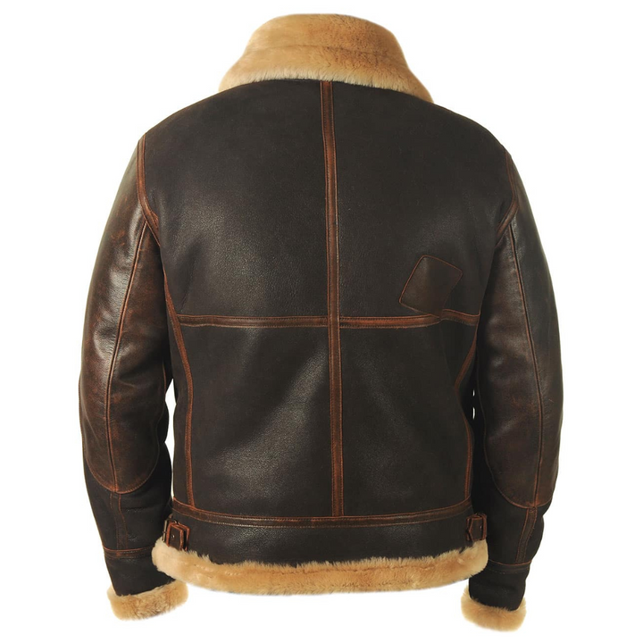 Men’s Fleece-Lined Bomber Jacket with Furry Collar