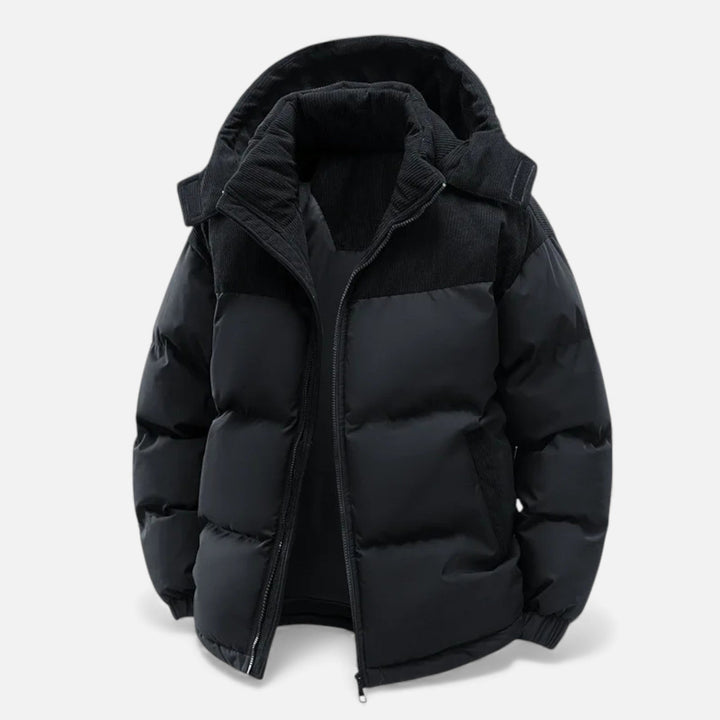 Men’s Fleece-Lined Padded Jacket with Removable Hood