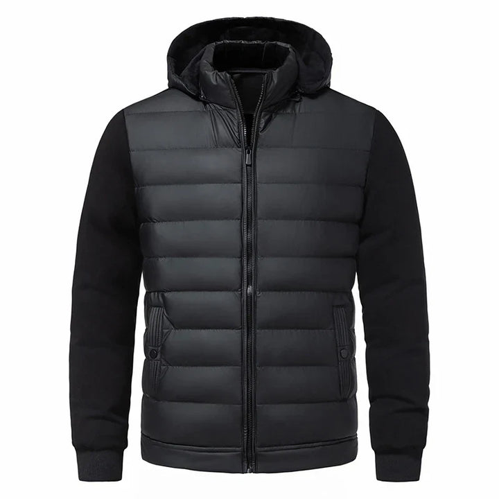 Men's Hooded Padded Jacket with Full Zip Front