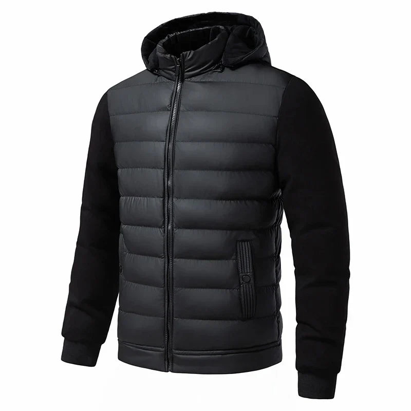 Men's Hooded Padded Jacket with Full Zip Front