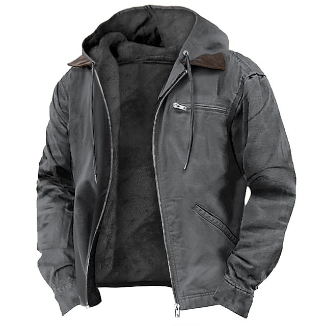 Men's Hooded Zip Jacket with Short Length Design