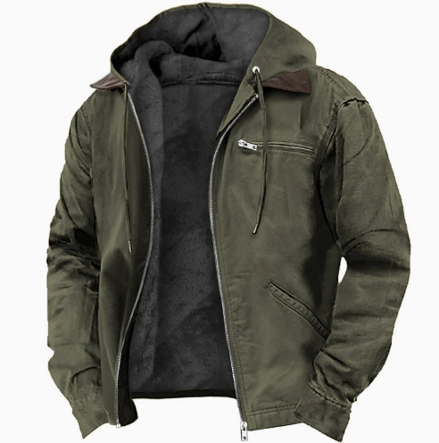 Men's Hooded Zip Jacket with Short Length Design
