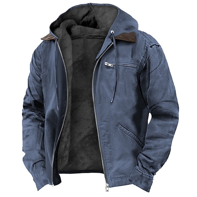 Men's Hooded Zip Jacket with Short Length Design