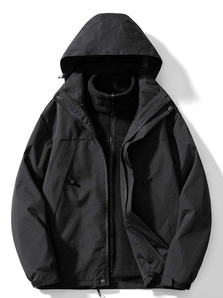Men’s Hooded Zip Winter Jacket with Inner Layer