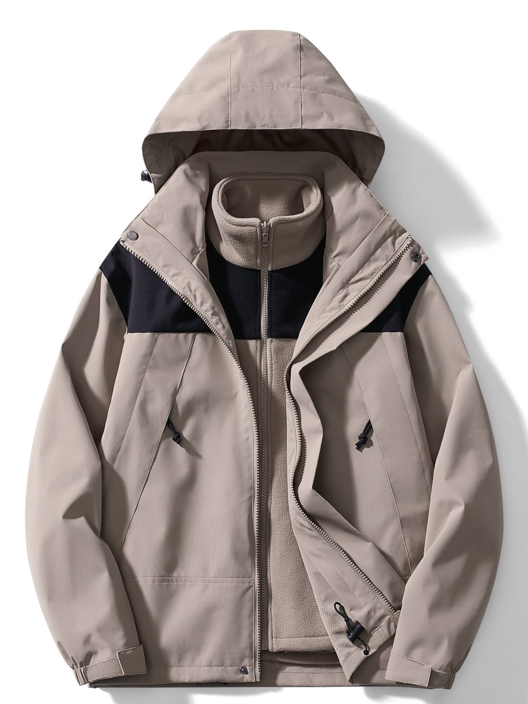 Men’s Hooded Zip Winter Jacket with Inner Layer