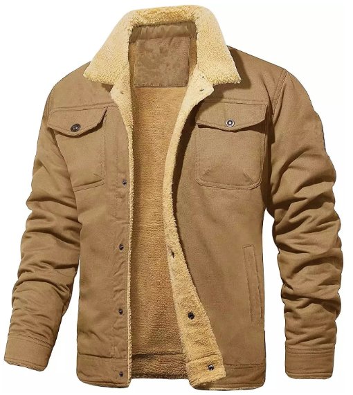 Men's Jacket with Faux Collar and Inner Lining