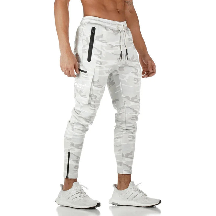 Men's Cargo Joggers Camo Print Zip