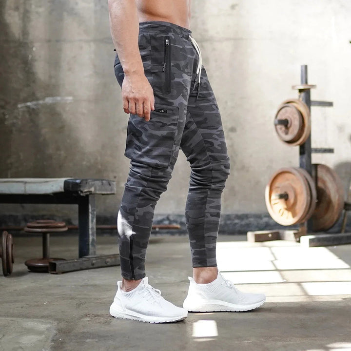 Men's Cargo Joggers Camo Print Zip