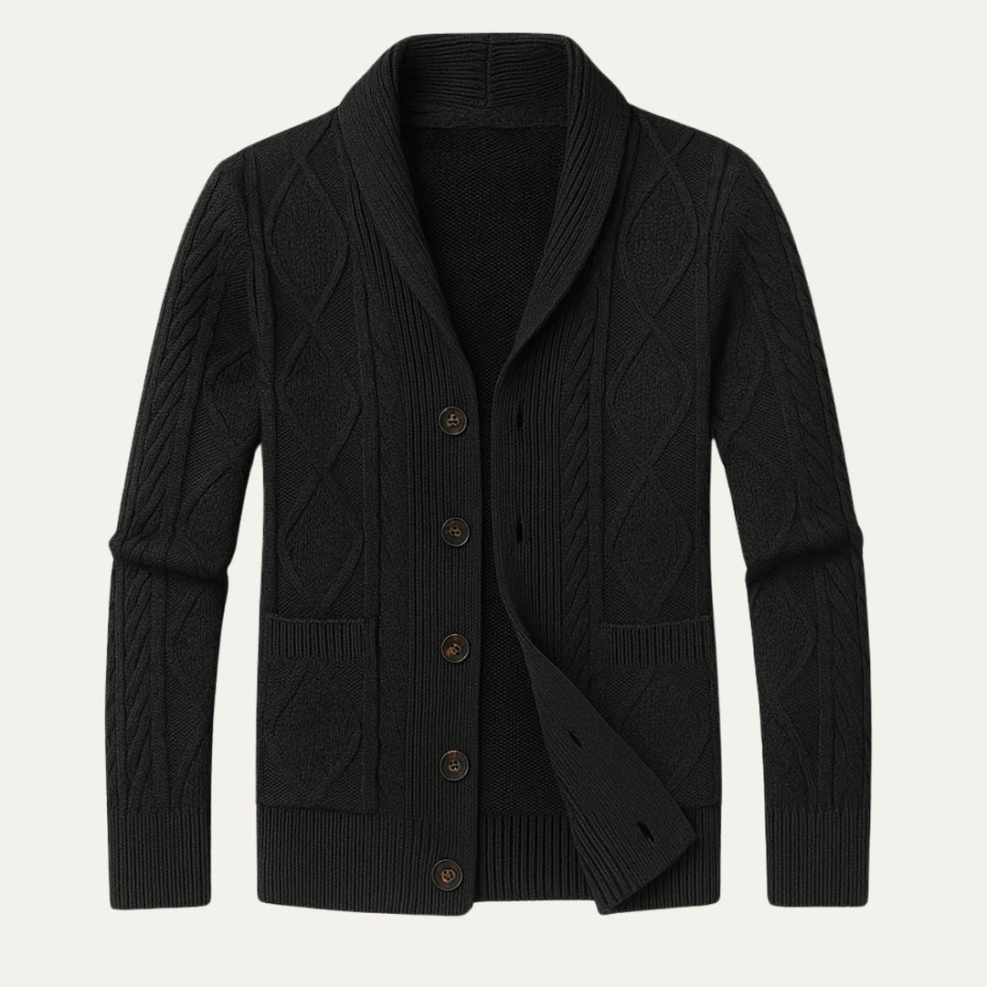 Men's Knitted Button Cardigan with Shawl Collar
