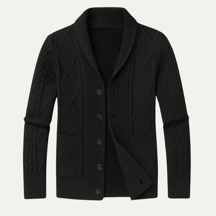 Men's Knitted Button Cardigan with Shawl Collar