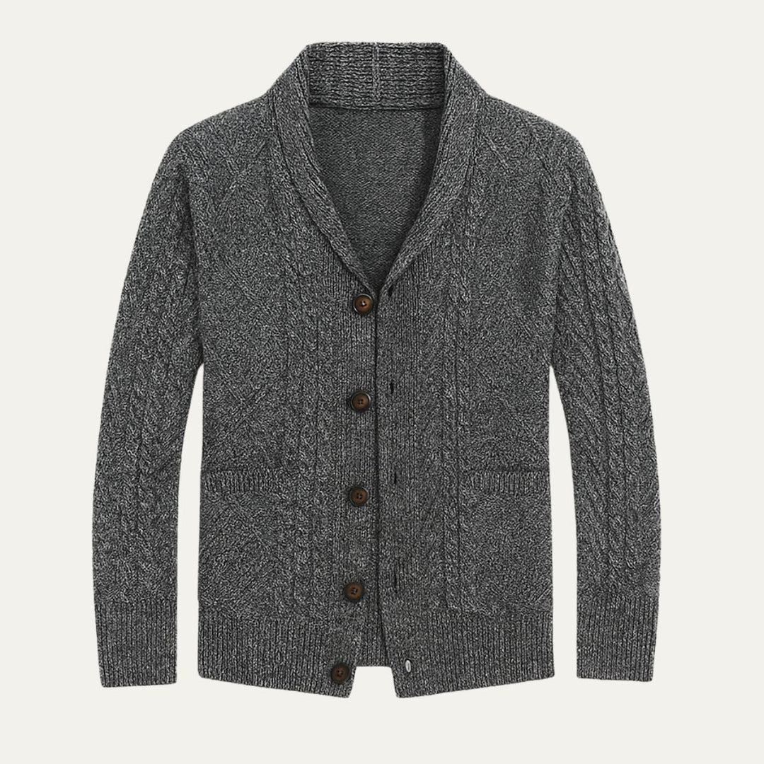 Men's Knitted Button Cardigan with Shawl Collar