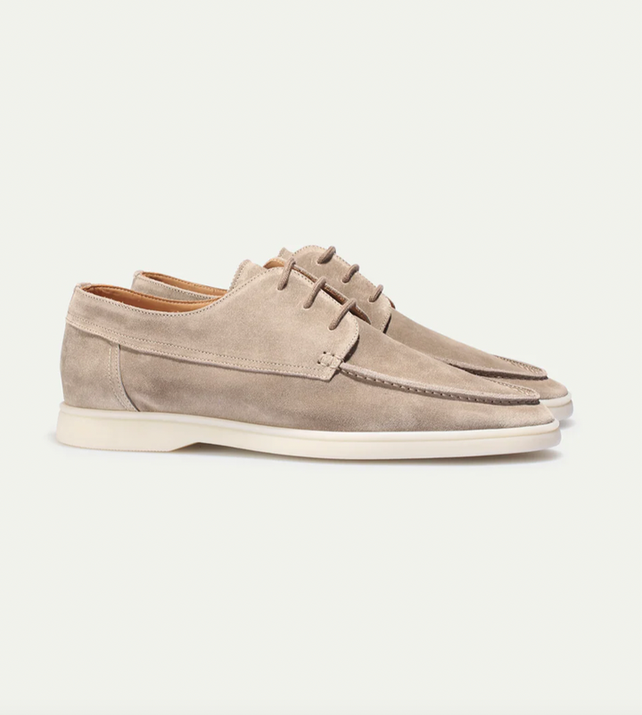 Men's Lace Up Loafer Shoes with Rounded Toe and Flat Sole