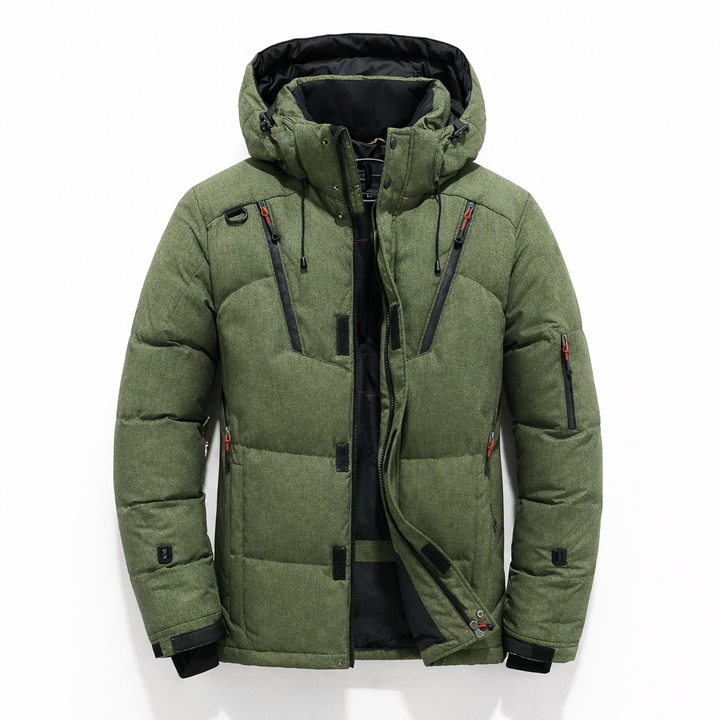 Men's Long Jacket With Hood And Zip Front