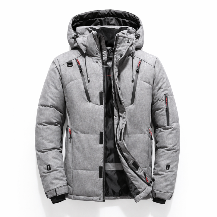 Men's Long Jacket With Hood And Zip Front