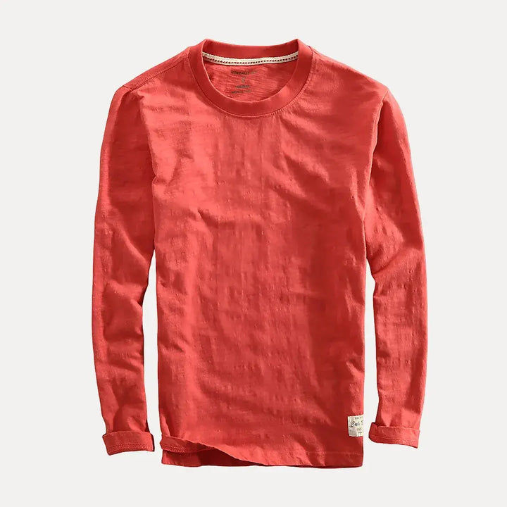 Men's Long Sleeve Shirt with Clean Crew Neck Shape