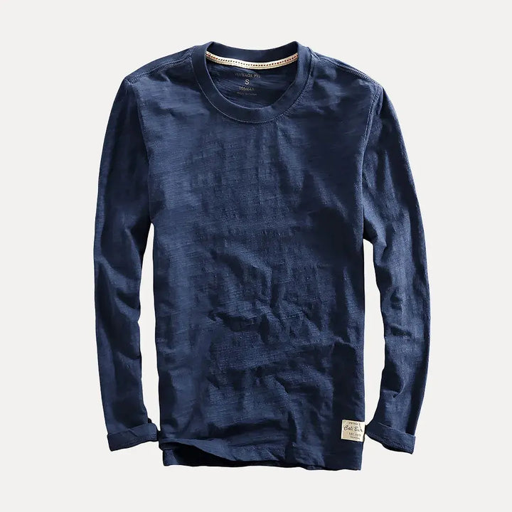 Men's Long Sleeve Shirt with Clean Crew Neck Shape