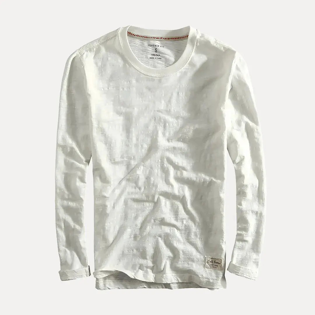 Men's Long Sleeve Shirt with Clean Crew Neck Shape