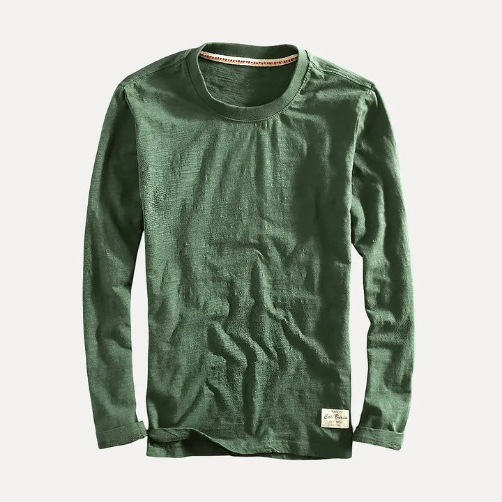 Men's Long Sleeve Shirt with Clean Crew Neck Shape