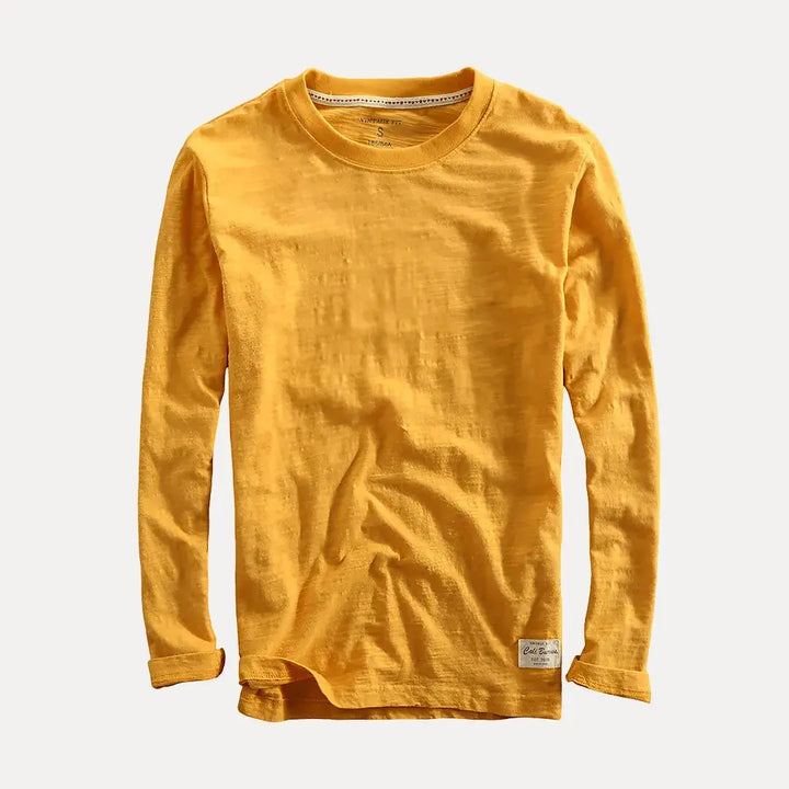Men's Long Sleeve Shirt with Clean Crew Neck Shape