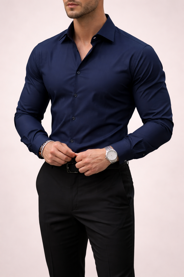 Men’s Long Sleeve Shirt with Notched Collar