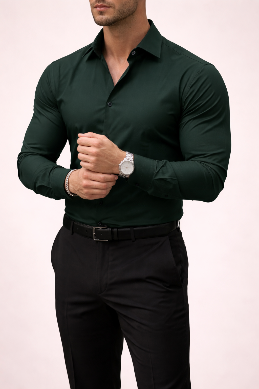 Men’s Long Sleeve Shirt with Notched Collar