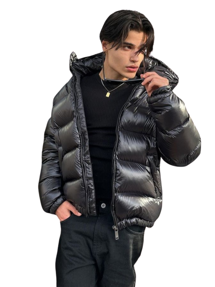 Men's Padded Jacket with Full Zip and Hood