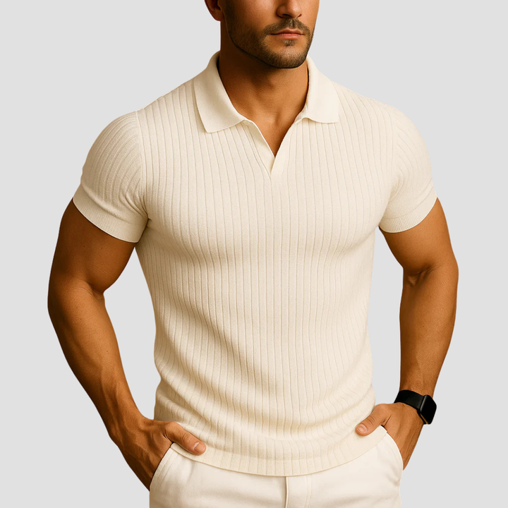 Men’s Polo Shirt Collared Short Sleeve Ribbed Knit