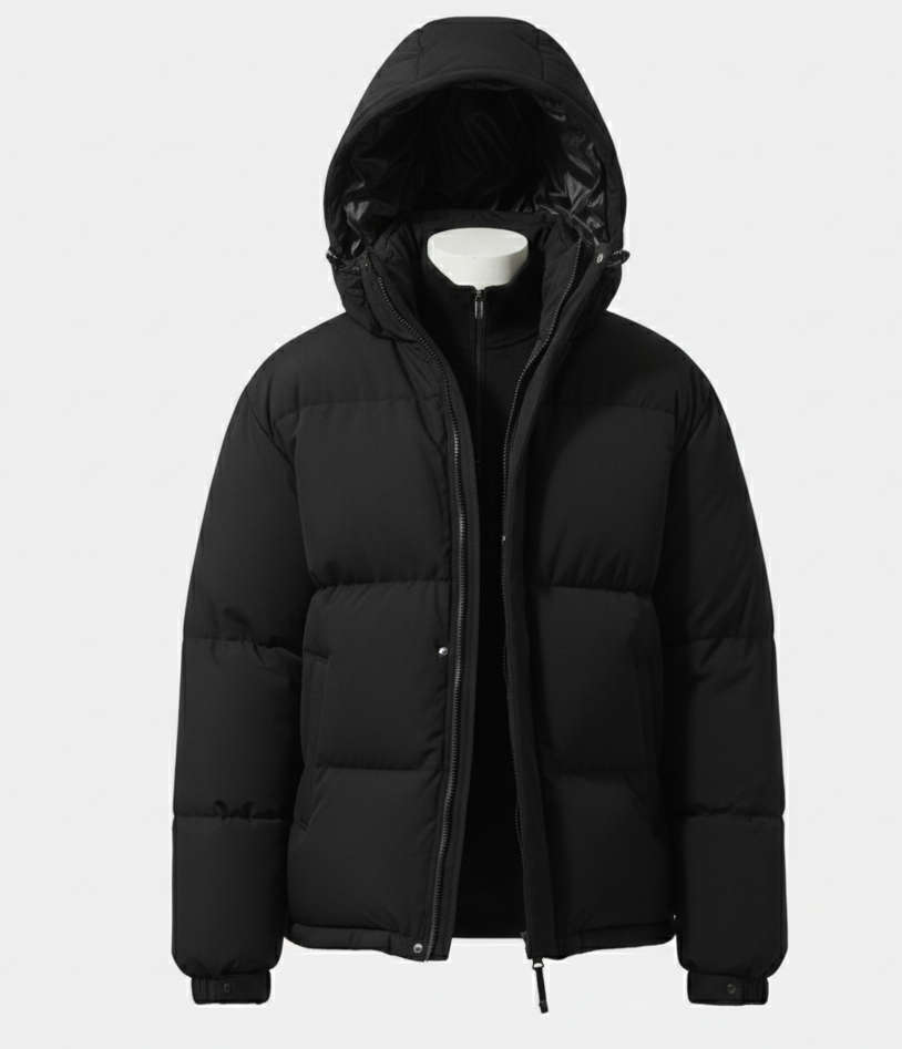 Men’s Puffer Hooded Jacket with Pockets