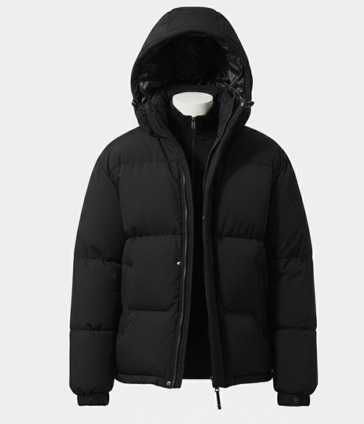 Men’s Puffer Hooded Jacket with Pockets