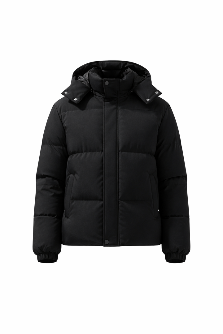 Men’s Quilted Down Jacket with Detachable Hood