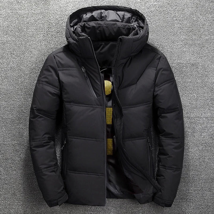 Men's Quilted Jacket with Hood and Full Front Zip
