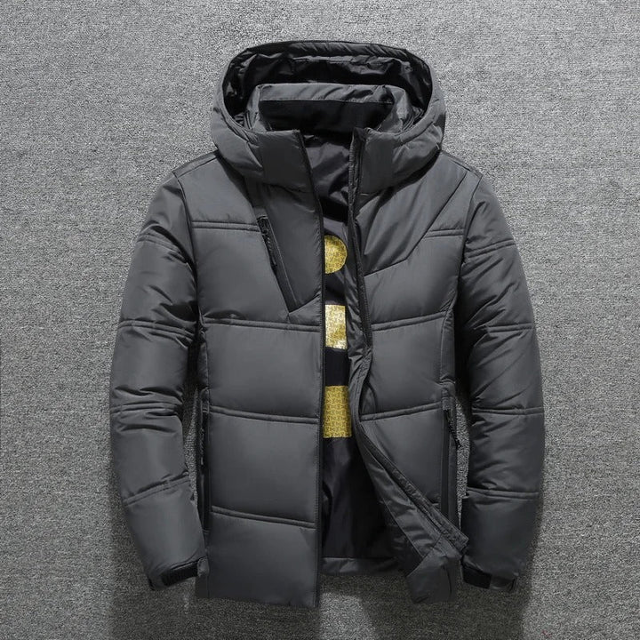 Men's Quilted Jacket with Hood and Full Front Zip