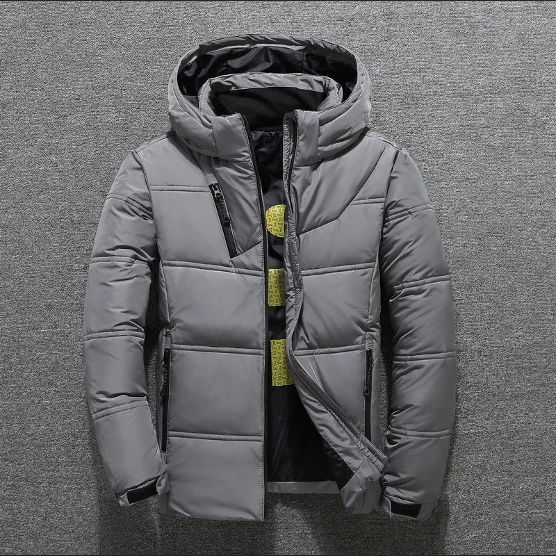 Men's Quilted Jacket with Hood and Full Front Zip