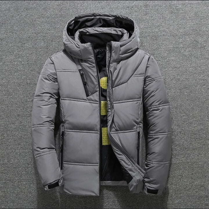 Men's Quilted Jacket with Hood and Full Front Zip