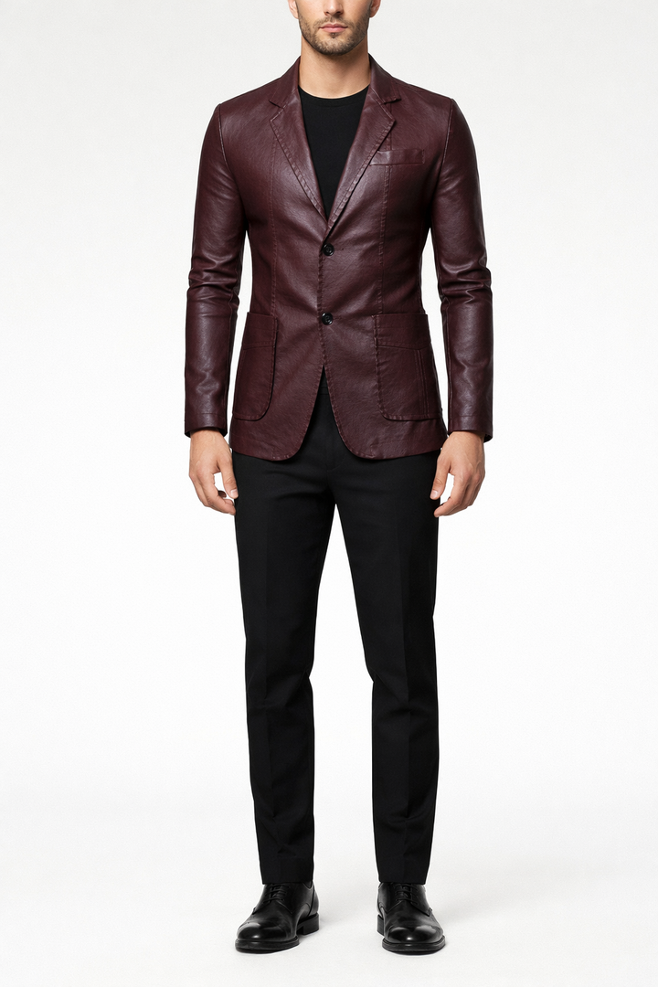 Men's Structured Formal Blazer Jacket with Button Front